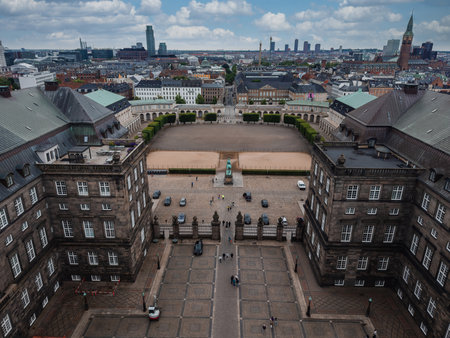 Elevated View of Christiansborg Palace and Copenhagen Cityscapeの写真素材