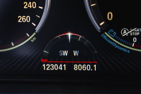 Close Up of Digital Instrument Cluster Displayの写真素材