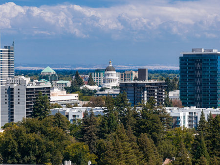 Aerial View of Sacramento with California State Capitol Buildingの写真素材