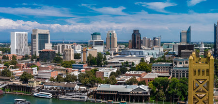 Aerial View of Sacramento with Tower Bridge and State Capitol
