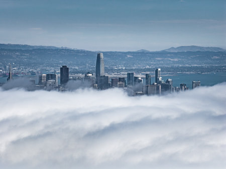 Aerial View of San Francisco Skyline with Fog
