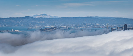 Aerial View of San Francisco with Bay Bridgeの写真素材