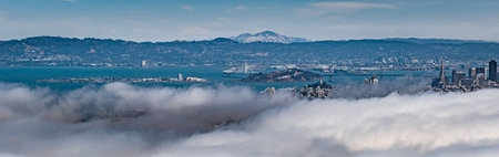 Aerial View of San Francisco with Pyramid and Alcatrazの写真素材