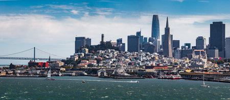 Aerial View of San Francisco Skyline with Transamerica Pyramidの写真素材