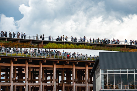Crowd on Elevated Pathways at World Expo 2025 in Osaka, Japanの写真素材