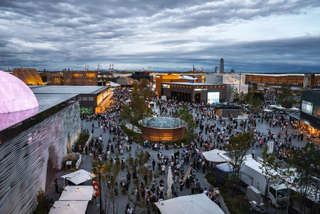 Crowds Gather at World Expo 2025 Plaza in Osaka, Japanの写真素材