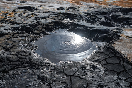 Bubbling mud pot in Hverir Namaskard near Lake Myvatn, Iceland