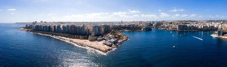 Aerial panorama of Sliema peninsula and Marsamxett Harbour, Maltaの写真素材