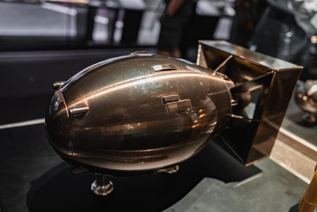 Bronze model of atomic bomb displayed in a Japan museumの写真素材