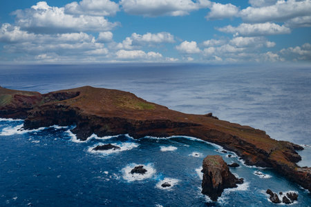 Aerial view of Ponta de Sao Lourenco cliffs on Madeira, Portugal