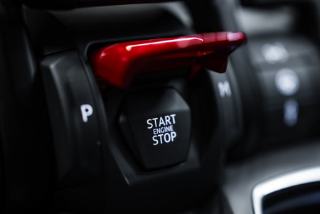 Lamborghini Urus Performante console with red START ENGINE STOP cover