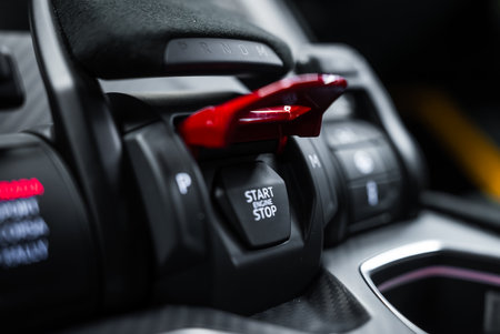 Lamborghini Urus Performante start stop cover and console detail