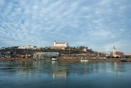 Bratislava Castle and St. Martins Cathedral across the Danube