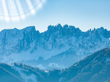 Dolomites limestone spires in northern Italy under winter light