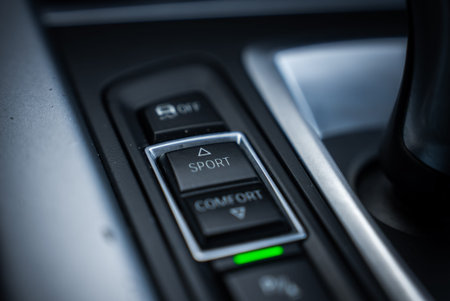 BMW X5 center console with sport button and driving mode selector