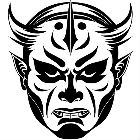 Tribal Mask of the Devil.Vector illustration ready for vinyl cutting.のイラスト素材