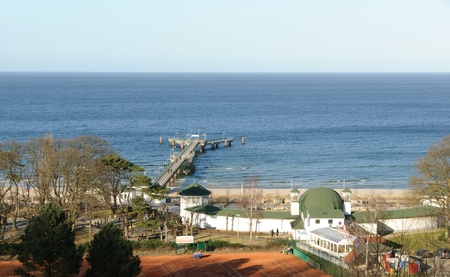 Pleasure pier in the seaside resort Goehren on the island of Ruegen, Baltic Sea