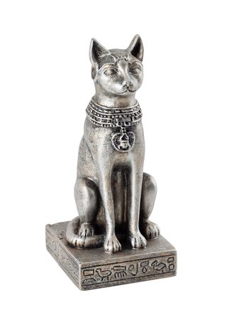 Souvenir figure of the Egyptian cat. Isolated on a white background.の写真素材