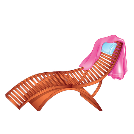 Vector illustration of wooden chaise lounge with a towelのイラスト素材