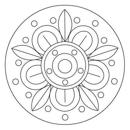 Vector coloring simple big flower mandala for childrenのイラスト素材