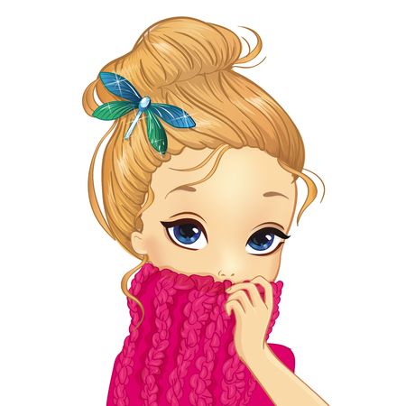 Portrait Girl With Dragonfly Broochのイラスト素材