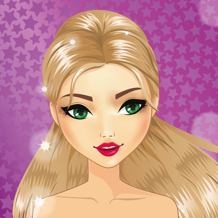 Girl Blonde With Green Eyesのイラスト素材