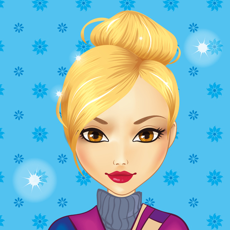 Avatar cute blonde girl.のイラスト素材