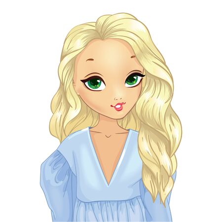 Girl With Wavy White Hairのイラスト素材