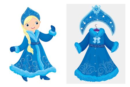 Snow Maiden In Elegant Dress And Kokoshnikのイラスト素材