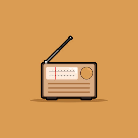 Old FM Radio Flat Cartoon Vector Illustrationのイラスト素材