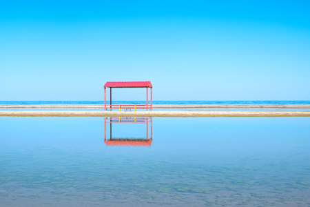 Small pavilion on Qinghai Lakeの写真素材