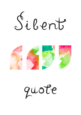 Quotation marks silent quote vector illustration with floral watercolor pattern.のイラスト素材
