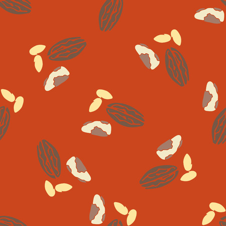 Nuts collection print seamless pattern. Vector nut set. Tileable background for fabric and textureのイラスト素材