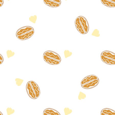 Nuts collection print seamless pattern. Vector nut set. Tileable background for fabric and textureのイラスト素材