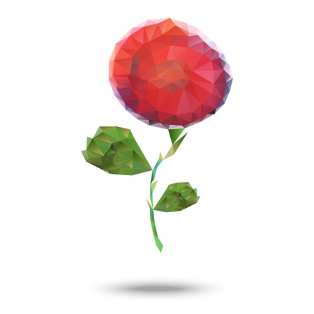 Triangle flower on white background isolated. Vector floral illustration in polygonal style.のイラスト素材