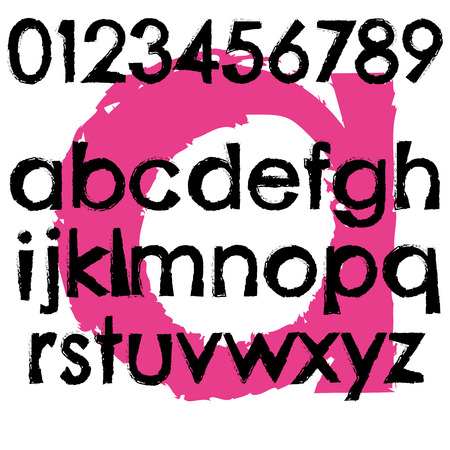 Grunge font full alphabet letter lowercase. Hand drawn brushed letters typefaceのイラスト素材