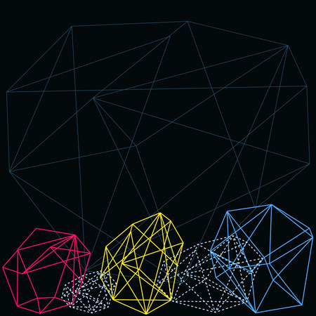 Polygonal background template with space for text. Vector dark triangle linear style. Low poly horizontal geometric design. Abstract blue backdropのイラスト素材