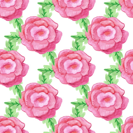 Watercolor handdrawn rose flowers vector seamless pattern. Repeat floral background. For greetings and invitation celebration cardsのイラスト素材