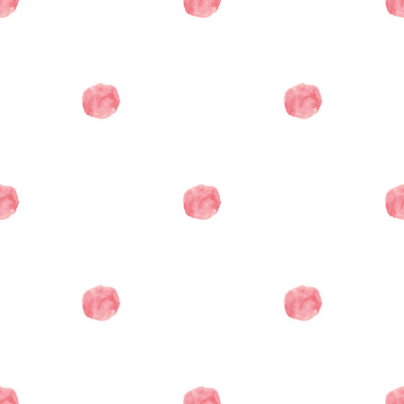 Watercolor pink rose polka dot handdrawn vector seamless pattern. Repeat background. For greetings and invitation celebration cardsのイラスト素材