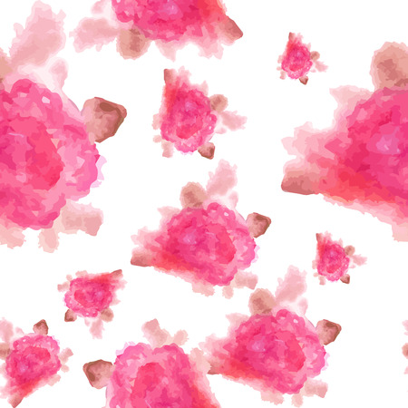 Watercolor rose flower seamless pattern on white background. Hand painted floral haotic ornament.のイラスト素材