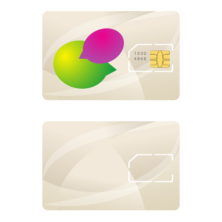 Sim card template telecommunication design vector. Beige abstract background emty with bubble speach concept.のイラスト素材
