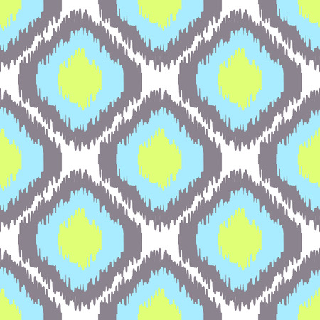 Ikat vector seamless pattern. Abstract geometric background for fabric, print or wrapping paper. Blue and grey colorのイラスト素材