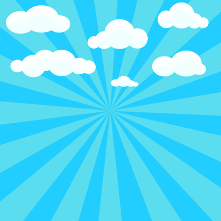 Clouds and blue sky with sunburst on backgroundのイラスト素材