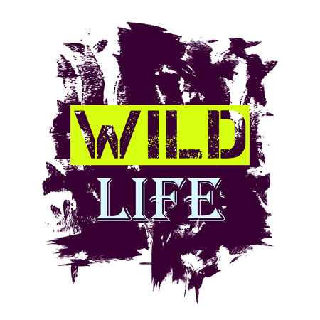 T-shirt design Wild Life quoteのイラスト素材