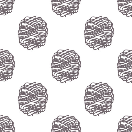 Polka scribble lines vector seamless pattern. Abstract geometric background for fabric, print or wrapping paper. Grey dots on whiteのイラスト素材