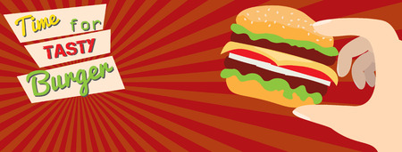 Fast food flat advert banner. のイラスト素材