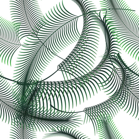 Palm leaves vector seamless pattern. Tropical leaf background, jungle tree branch on white.のイラスト素材