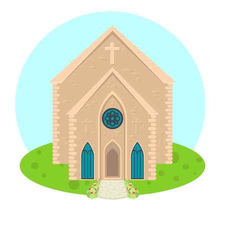 catholic church or cathedral building flat icon.のイラスト素材