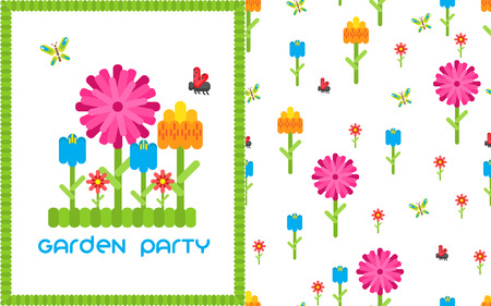 Garden floral party card templateのイラスト素材