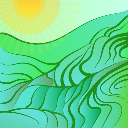 Rice field illustrationのイラスト素材